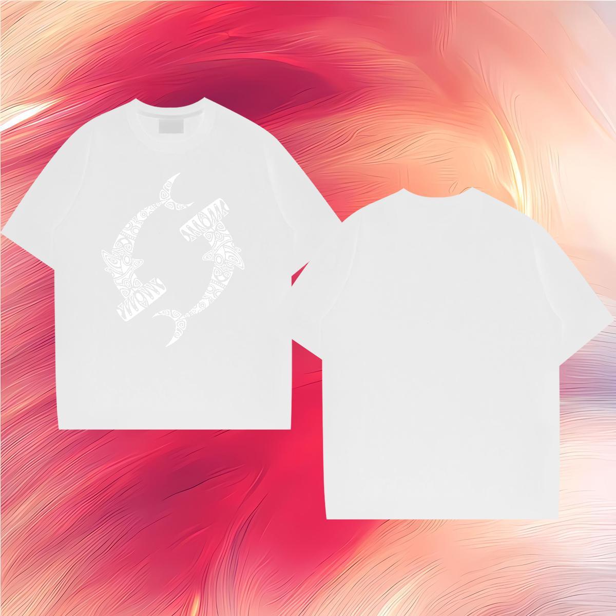 Man T Shirts 100% Cotton 230g fish High Street Hip Hop Breathable Short Sleeve DIY Printed Men Tees Designer Soft Tshirts