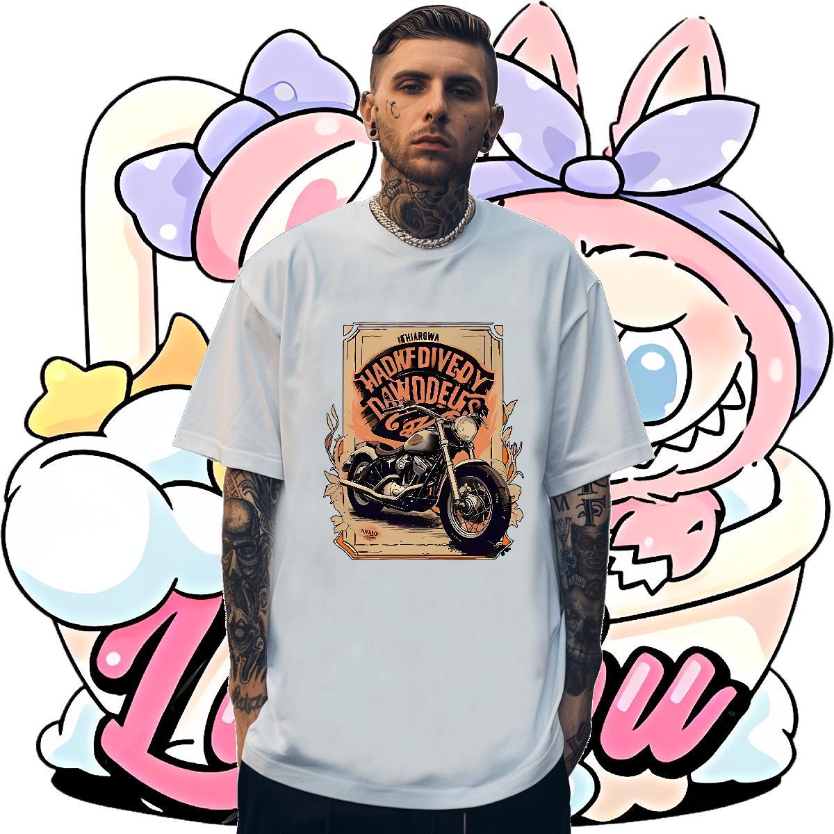 High Quality Tshirt for Man Woman 100% Cotton 230g Hip Hop Street Motorcycle Custom Cartoon Breathable Fashion Casual T Shirt For Man Top Tees