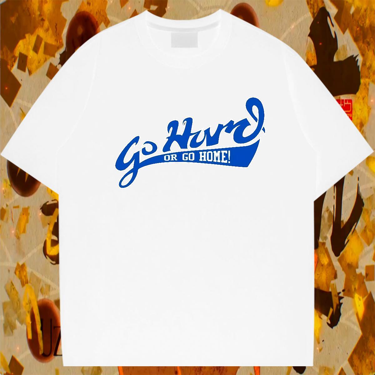 Brand Men Tops Tees 230g 100% Cotton Hip Hop Street blue DIY Anime O Neck Short Sleeves Classic Casual Mens T Shirts Wear