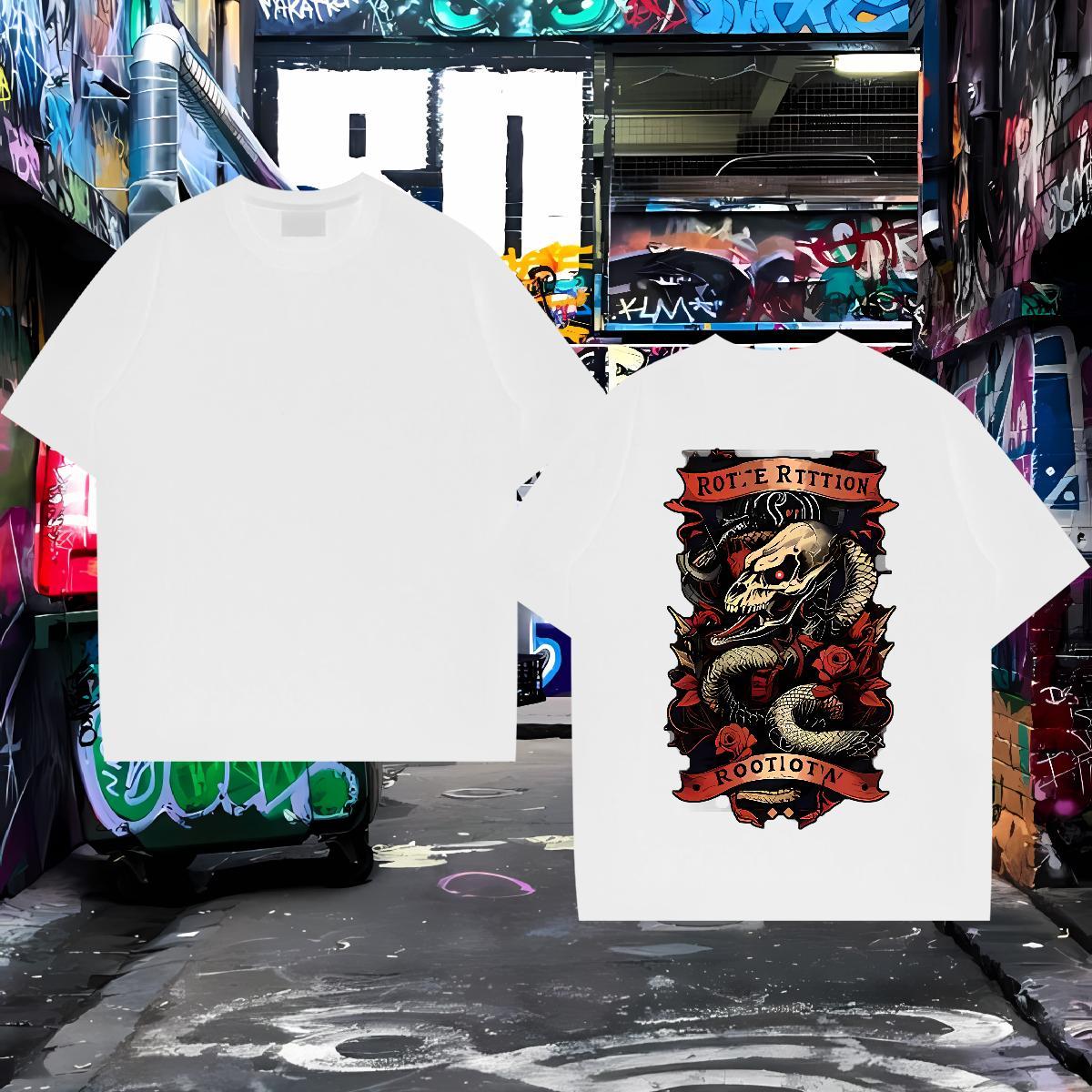 2024 Summer T Shirt For Man 230g Cotton snake Summer Casual Clothings Breathable Short Sleeve Classic Men Tees Customized Print