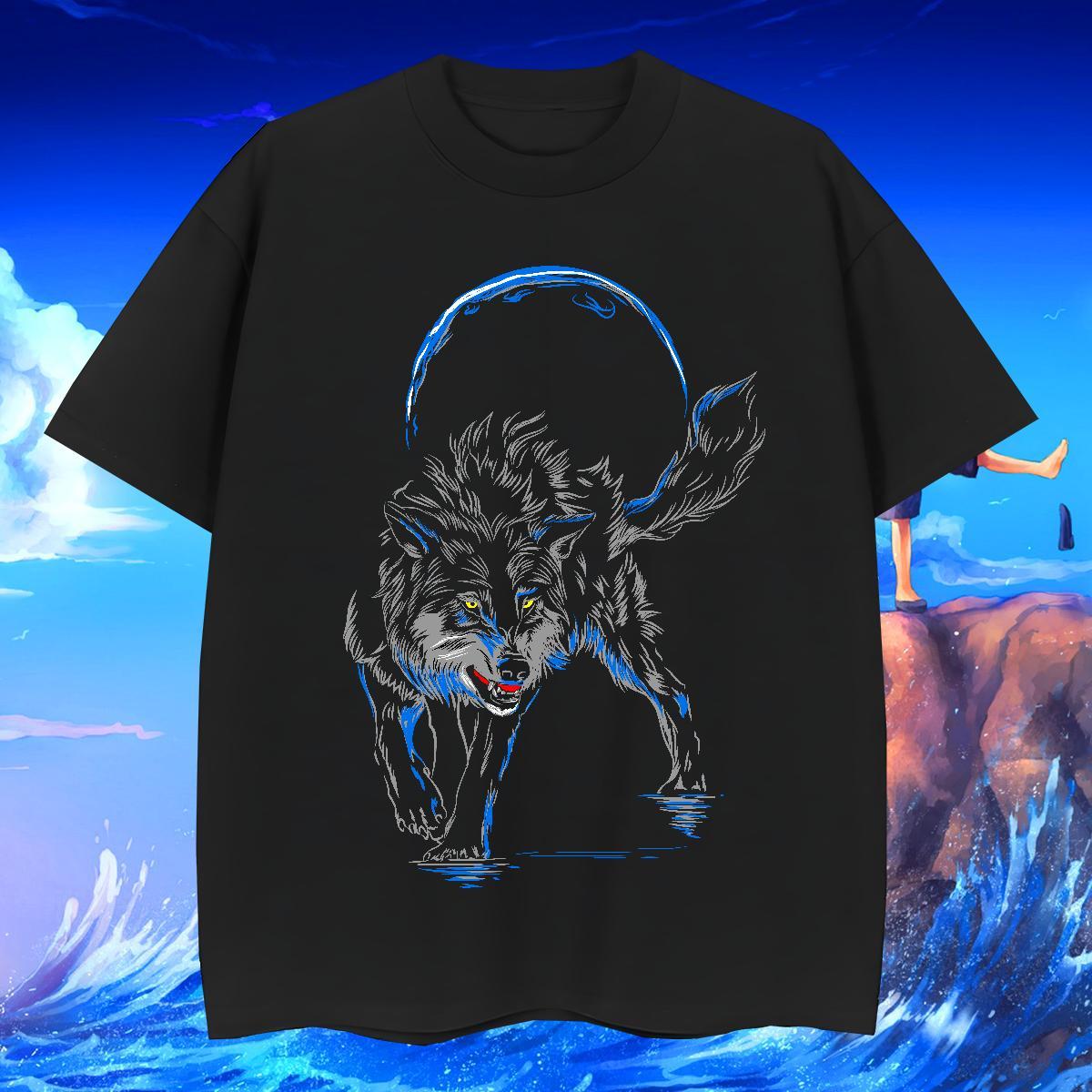 T shirt 230g Cotton wolf Casual Breathable Short Sleeve Customized Print Men Tees 2024 TOP Quality Wear