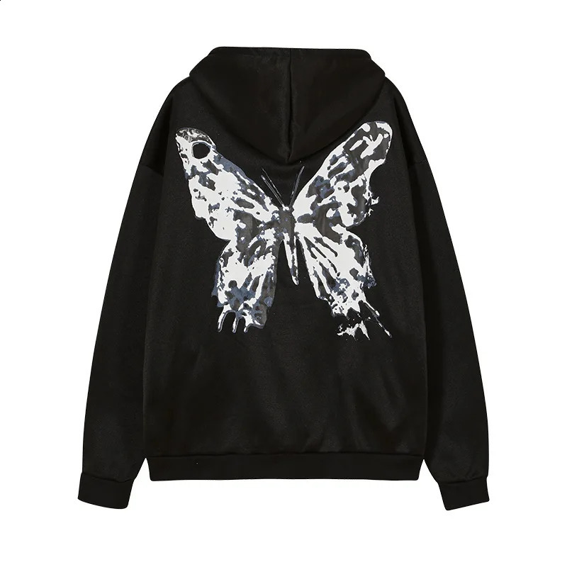 Gothic Graphic Print Jackets Women Y2K Zip Up Hoodies Streetwear Sweatshirts Hip Hop Tops Loose Harajuku Casual Coats 240806
