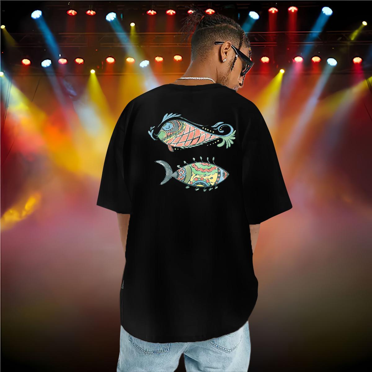 2024 Summer Mens T Shirts 230g 100% Cotton fish Spring Summer Clothes O Neck Short Sleeves Popular Men Clothes T-Shirt Custom Print Plus Size