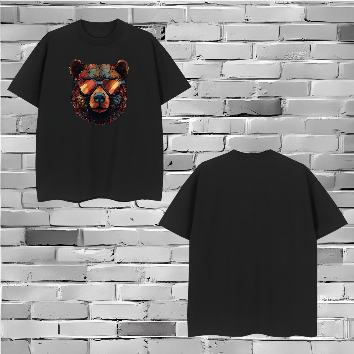 Cool Men Tees 230g Pure Cotton bear Mens T Shirts Casual Daily Wear Breathable Short Sleeve DIY Anime Customized Tees Shirts