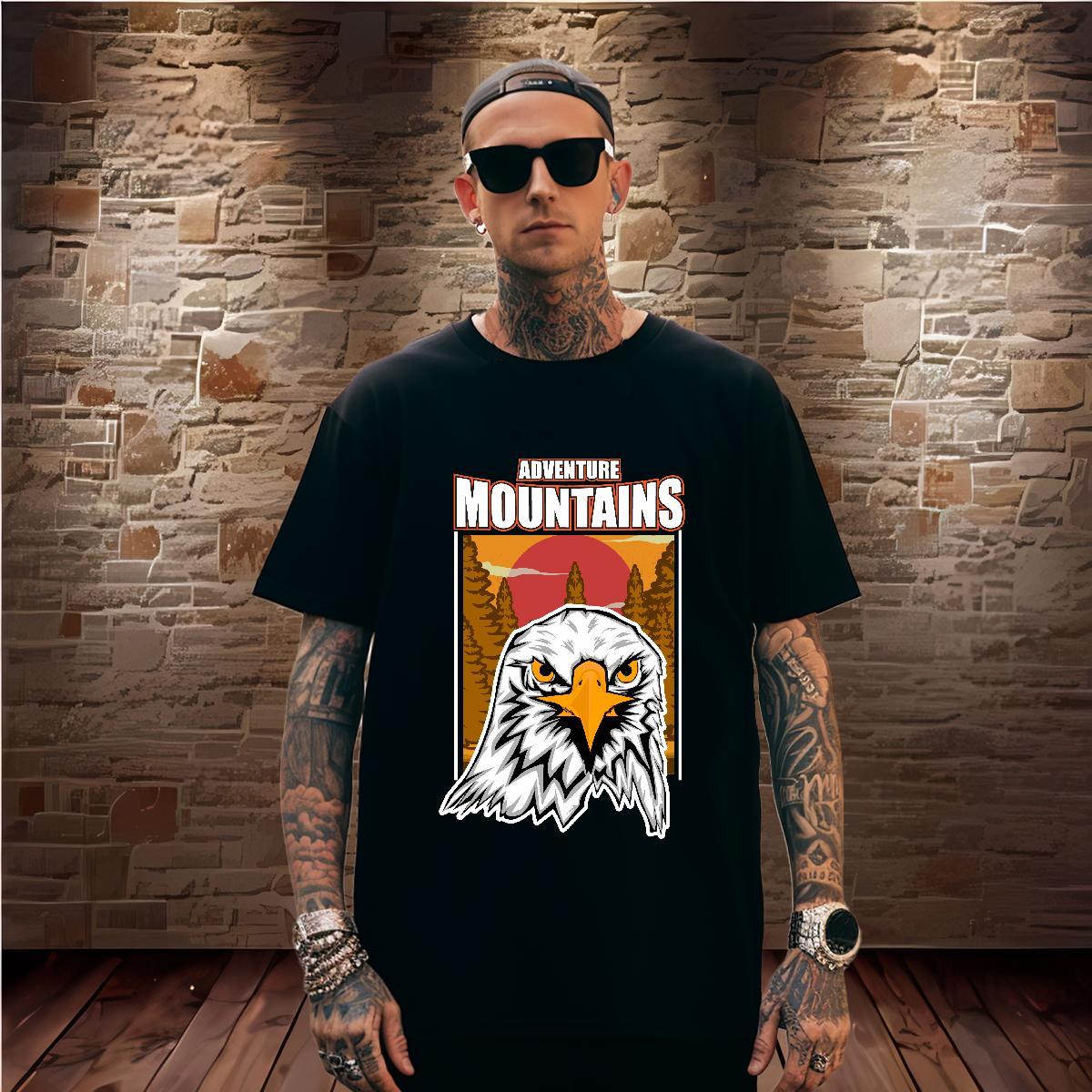 T shirt 230g 100% Cotton eagle Sport Short Sleeve Soft Oversized 3XL 4XL Men Tshirts Stylist Cool Design Clothes