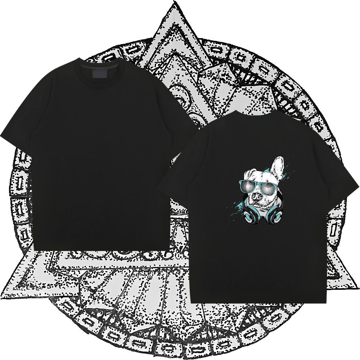 2024 Summer T-Shirts 230g Pure Cotton dog High Street Hip Hop Tshirts Breathable Short Sleeve Brand Men Tops Tees Custom Big Size