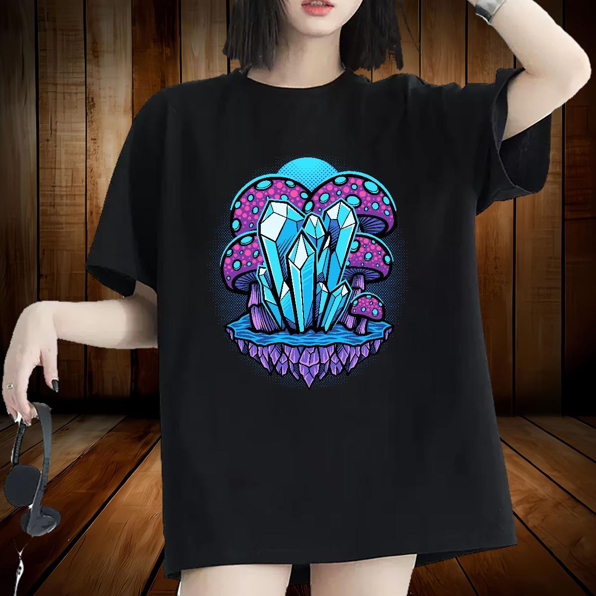 Designer Womens T Shirts O Neck Short Sleeves Women Tshirts DIY Anime mushroom Casual Sport 230g 100% Cotton 2024 Tees Shirts