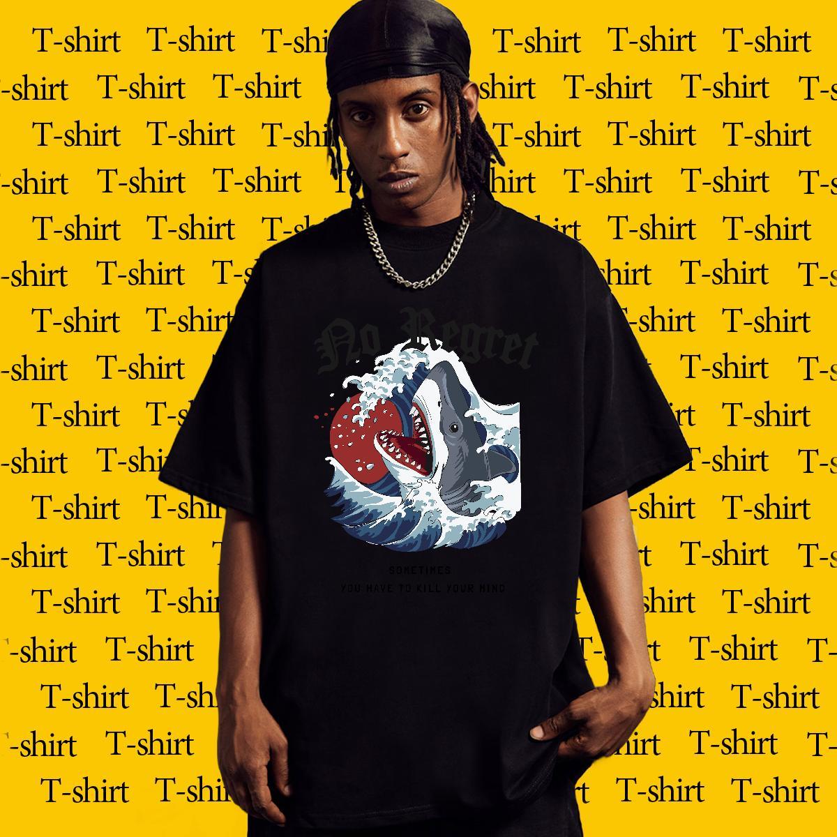 Comfortable Tshirts 230g Cotton Daily Outfit shark Asian Size Breathable Soft Fashion New Man T Shirts Tops Tees