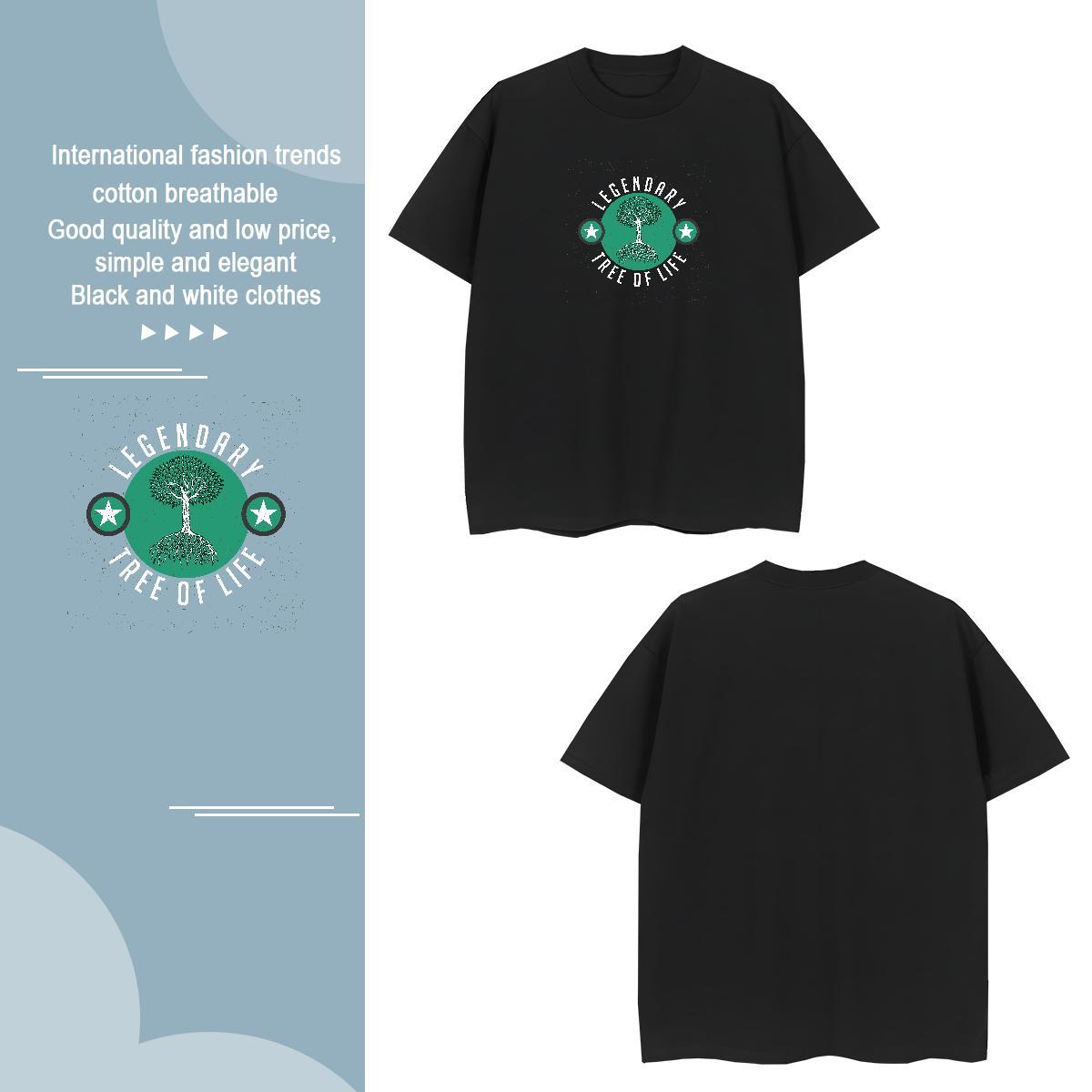 T shirt 230g Pure Cotton tree Casual Crew Neck DIY Men Tops Tees DIY Customized Designer Polos