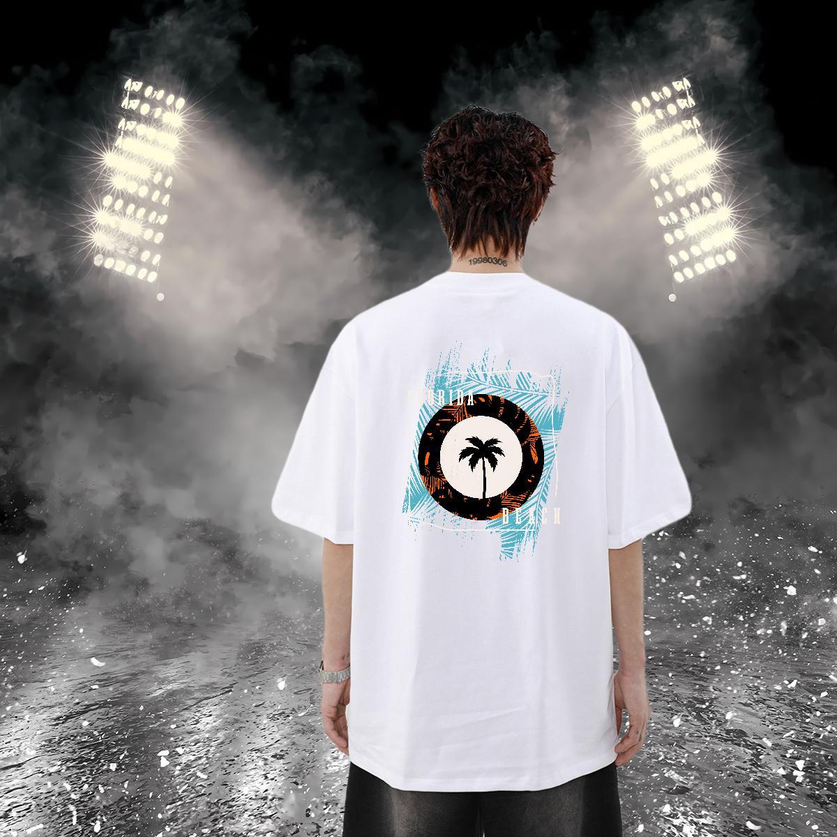 Fashion T-Shirts 230g Cotton tree Street wear Hip Hop Tops Breathable Crew Neck Soft Men Tshirts Custom Print Plus Size