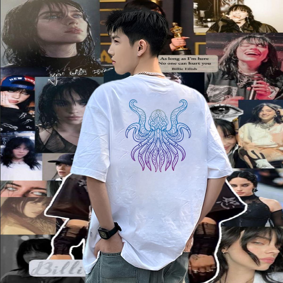 Factory Direct T Shirts Men 230g 100% Cotton octopus Sports Casual Clothes O-Neck Short Sleeve Unisex Men Tees Plus Size Custom