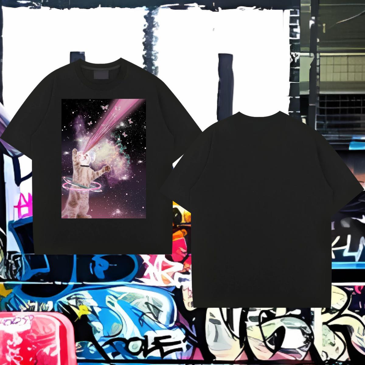 Fashion Designer Men T Shirts 230g Pure Cotton cat Daily Wear Tee Shirt Breathable TOP Quality Men Clothes T-Shirt Customized