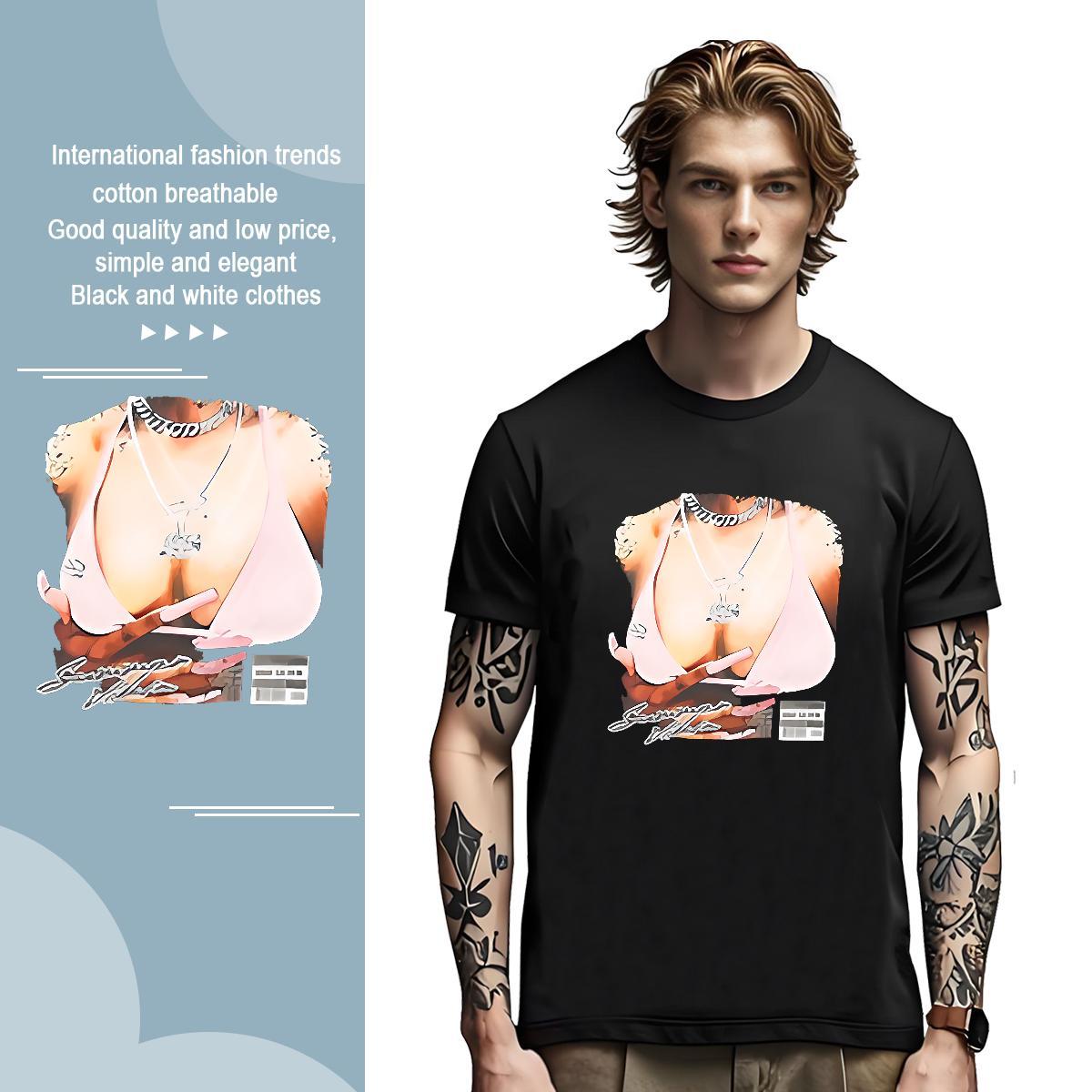 T shirt 230g Cotton chest High Street Hip Hop Short Sleeve Soft Oversized Mens Tshirts 2024 Summer Brand Tees