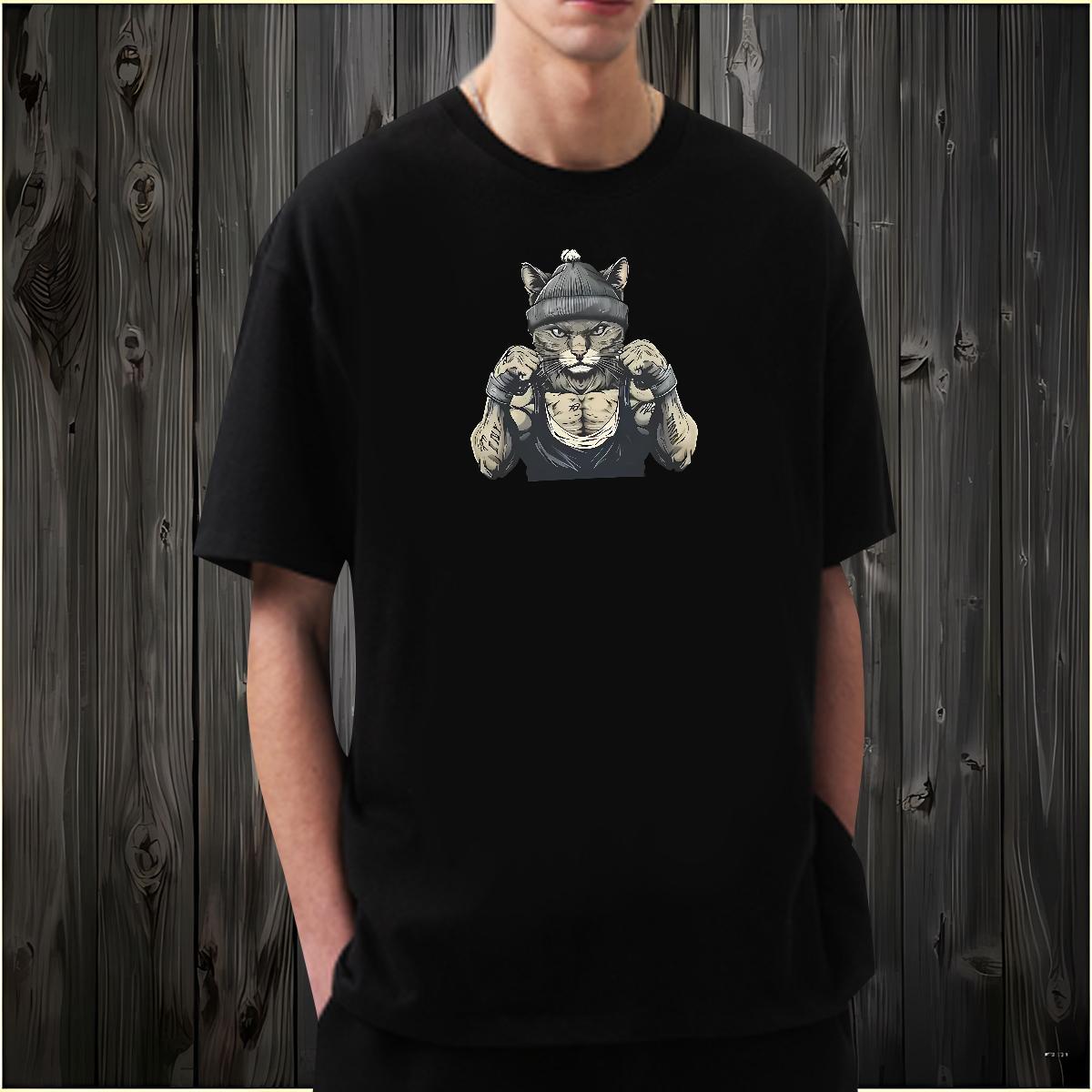 Man T Shirts 230g 100% Cotton angry Street O Neck Short Sleeves Cartoon Print Men Tees DIY Cool Tshirts