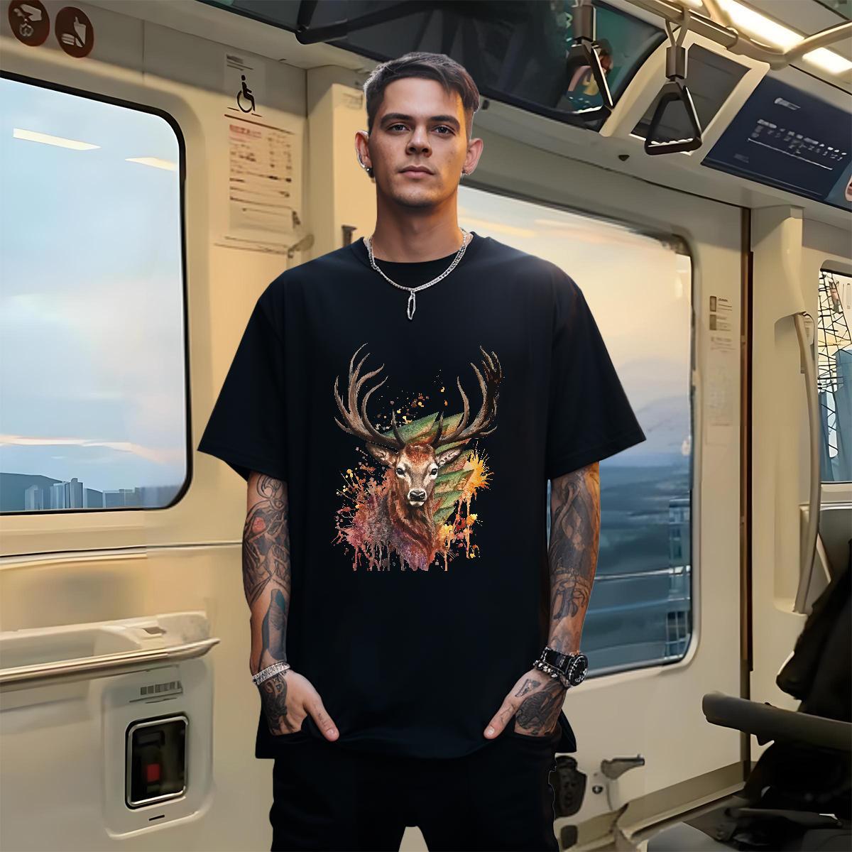 2024 Designer T Shirt For Man 100% Cotton 230g Deer Spring Summer Tops Tees Pure Cotton Free Shipping Men Tshirts Customized Print