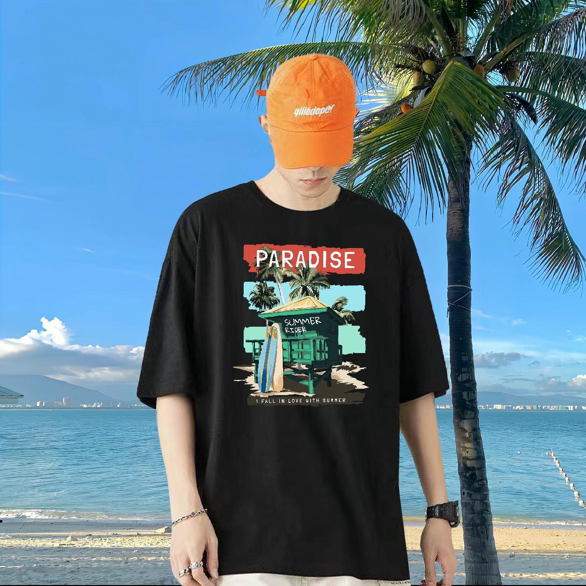 Fashion Casual T Shirt For Man 230g 100% Cotton House Daily Outfit Top Tees Breathable Crew Neck Wholesale Tshirts Oversized 3XL 4XL