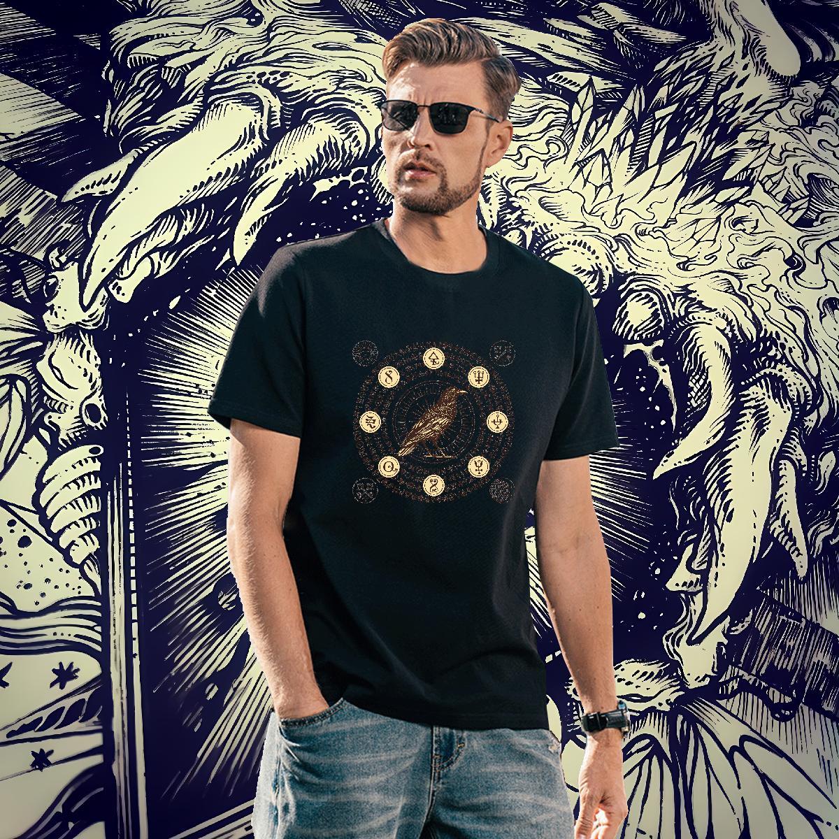Cool Design Tshirts 100% Cotton 230g Spring Summer bird Skull Breathable Short Sleeve Fashion New T-Shirts for Men Top Tees