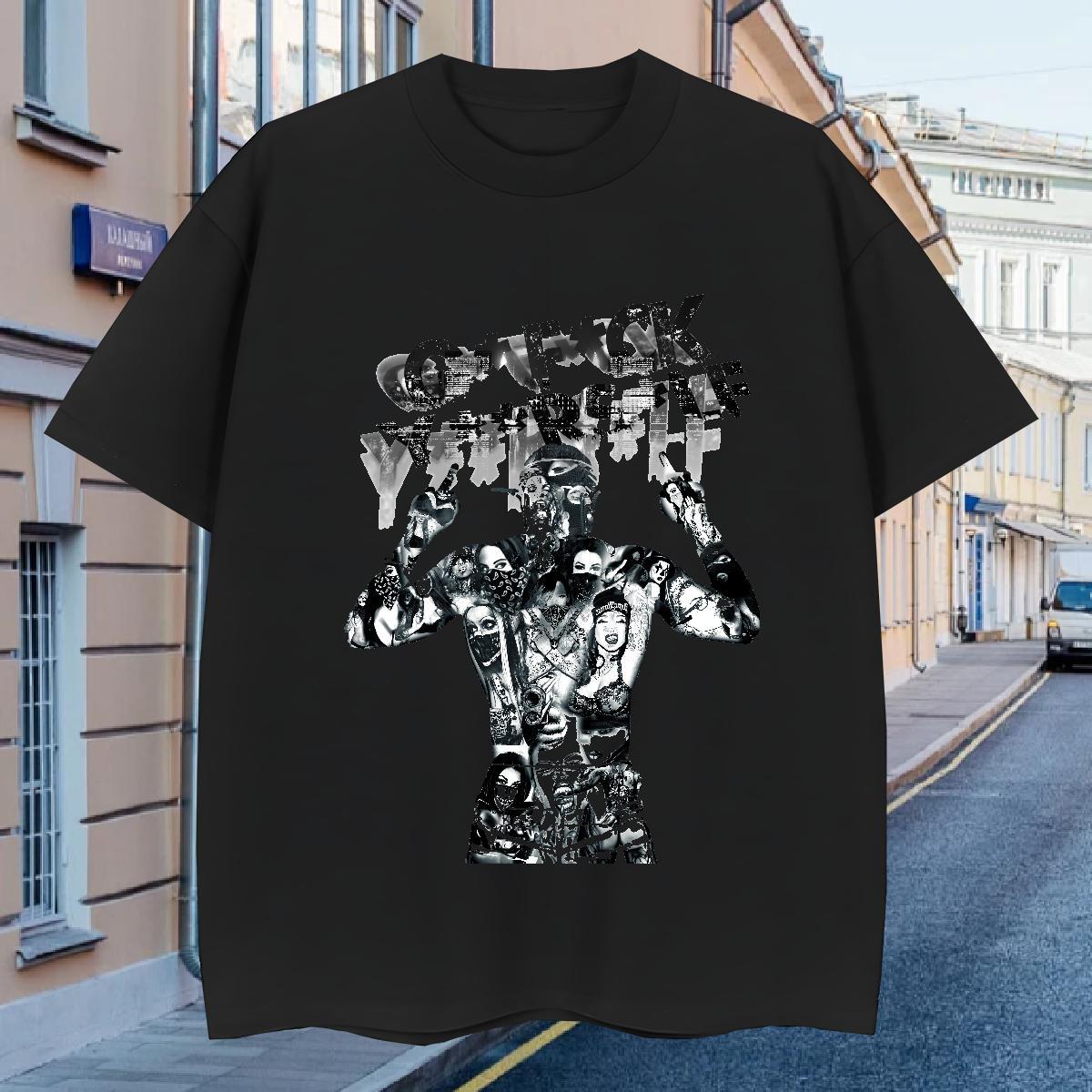 T shirt 230g 100% Cotton painting Summer Casual Breathable Short Sleeve Oversized Men Clothes T-Shirt Classic Casual TOP Quality Top Tees