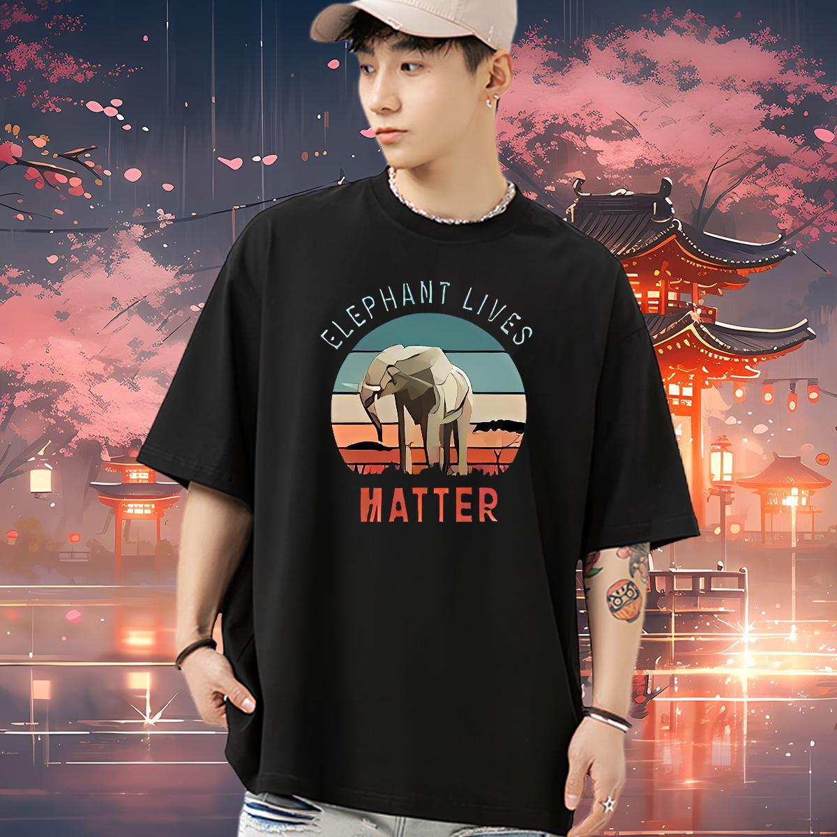 Classic T shirt 230g 100% Cotton Elephant Casual Tshirts Pure Cotton Free Shipping Men Tops Tees DIY Logo Oversized