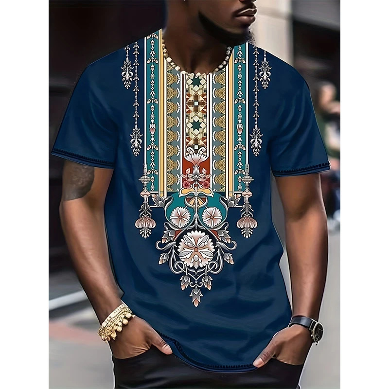 African Ethnic Style T-Shirts Tribal Dashiki 3D Print Mens Women Short Sleeve T Shirt Oversized Harajuku Y2k Tops Tees Clothing 240814