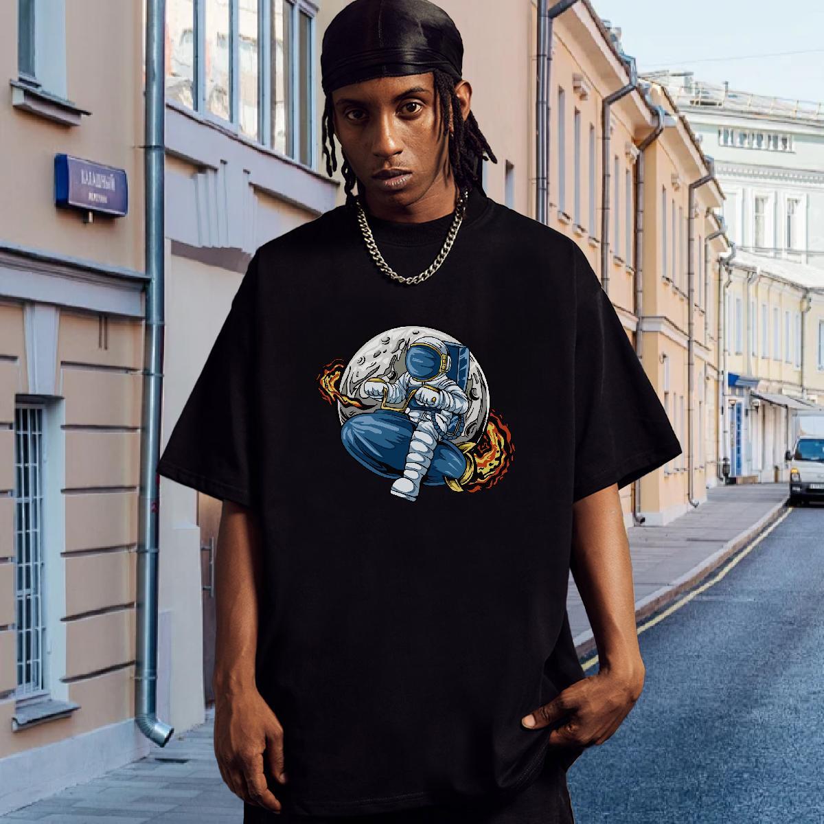 T Shirt For Man 100% Cotton 230g universe Casual Beach Short Sleeve O-Neck Custom Print Oversized Men Tops Tees Fashion Casual Brand Tshirts