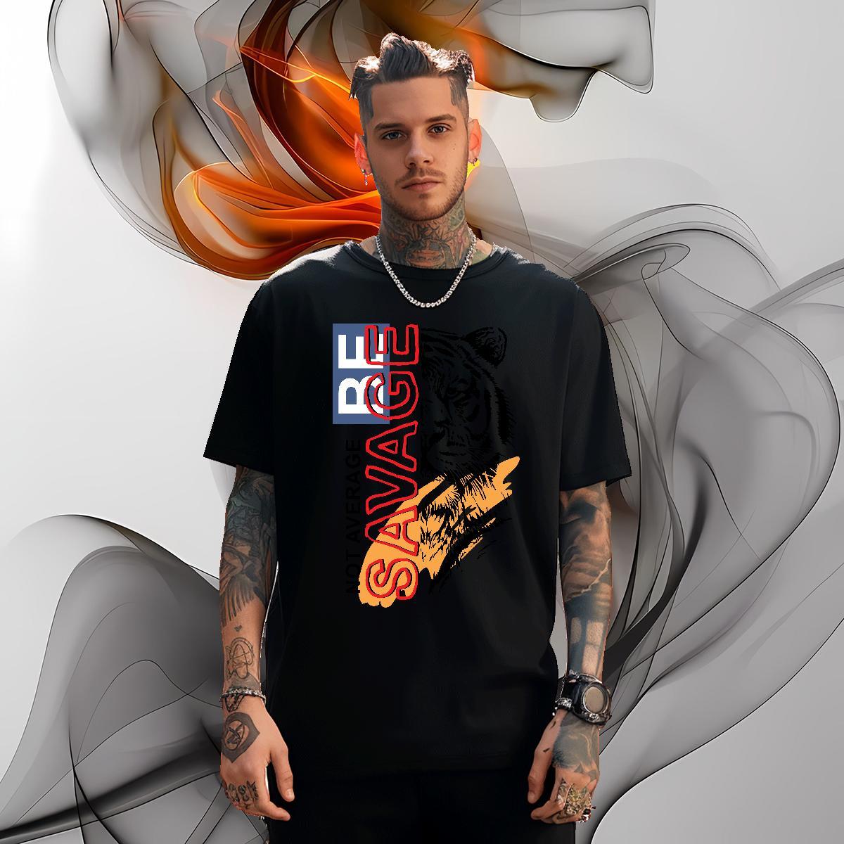 Fashion Designer T-Shirts for Men 230g 100% Cotton tiger High Street Hip Hop Tee Shirt Breathable Short Sleeve Free Shipping Men Clothes T-Shirt Graph