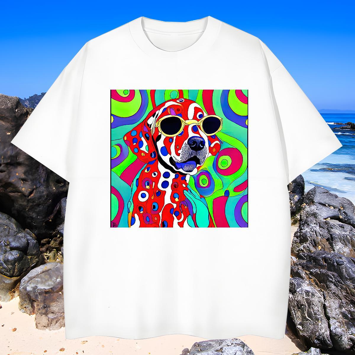 Classic Men Tops Tees 100% Cotton 230g dog T Shirts Men Home Outdoor Breathable Crew Neck Custom Print Plus Size Stylist Tee Shirt