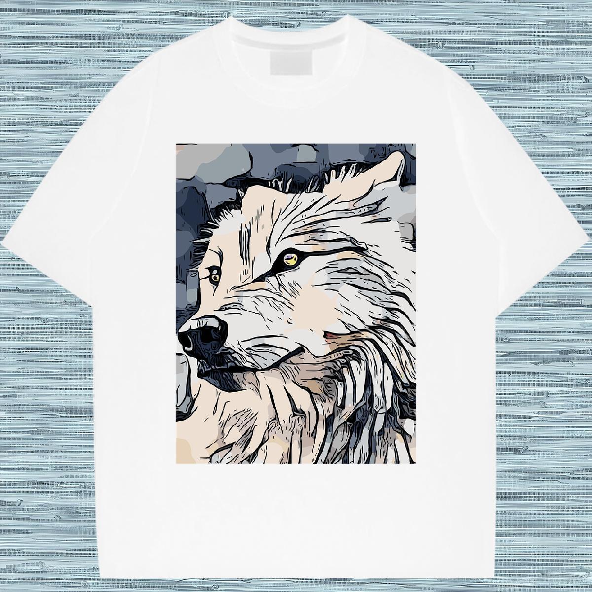 T Shirt For Man 230g Cotton wolf Beach Short Sleeve O-Neck DIY Men Clothes T-Shirt New Designer Popular Clothings