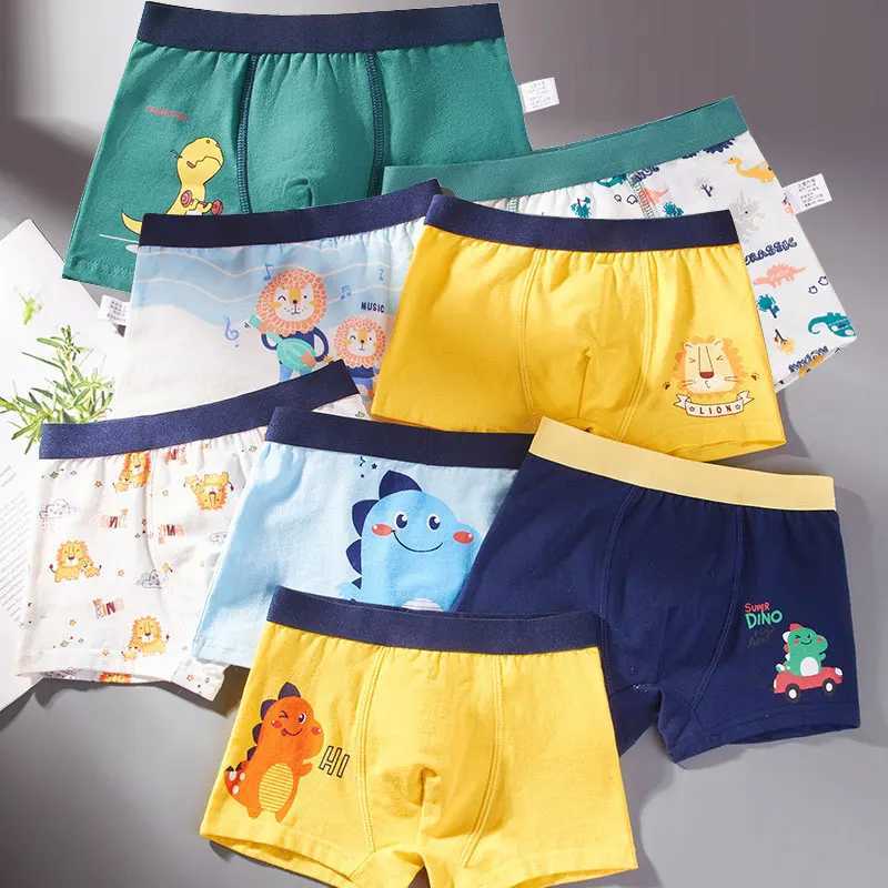 4 pieces/batch of boys boxing underwear childrens cotton underwear baby underwear teenagers cartoon printing soft childrens underwear 2-14T 2023 newW2