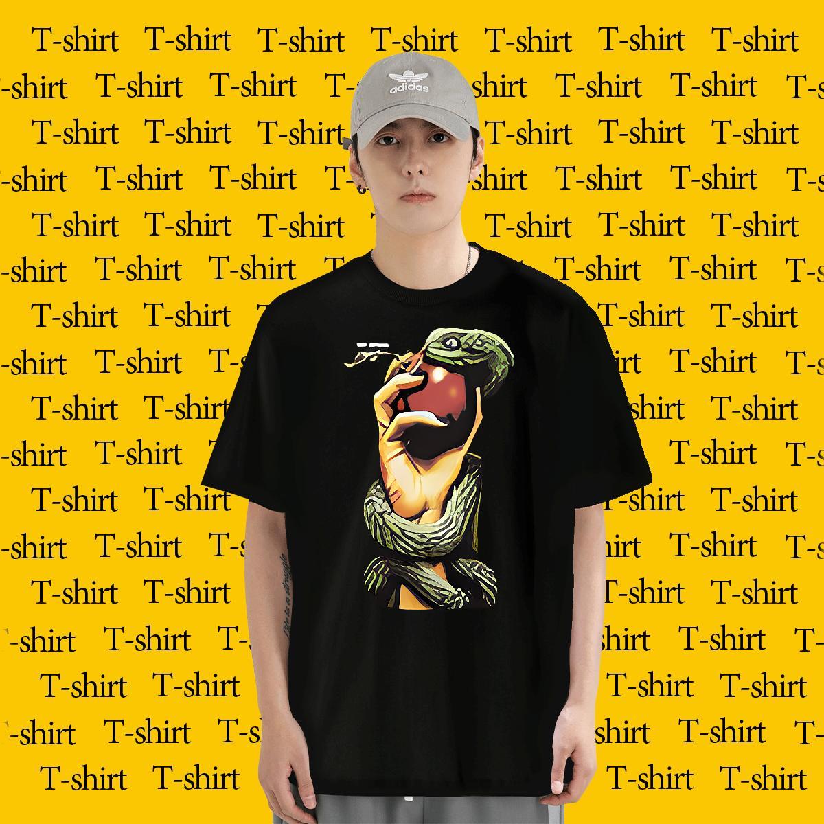 T Shirt For Man 230g Pure Cotton snake Casual Beach Breathable Short Sleeve DIY Logo Oversized Mens Tshirts Factory Direct TOP Quality Clothings