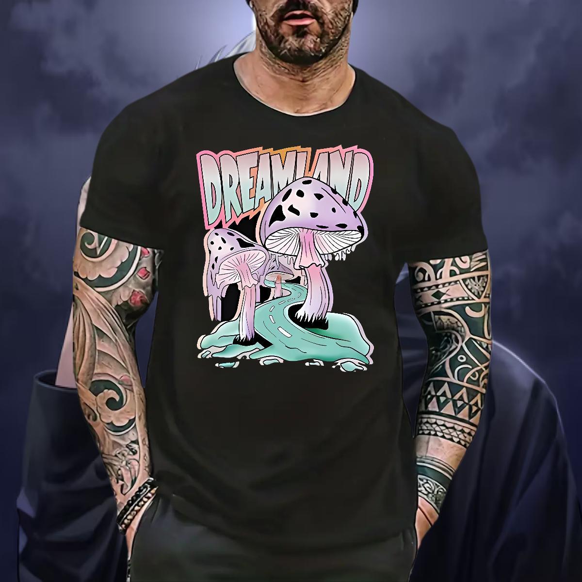 New Man T Shirts 230g Pure Cotton mushroom Anime Printing Street Tops Shirt O Neck Short Sleeves Popular Men Tops Tees Custom Print Plus Size