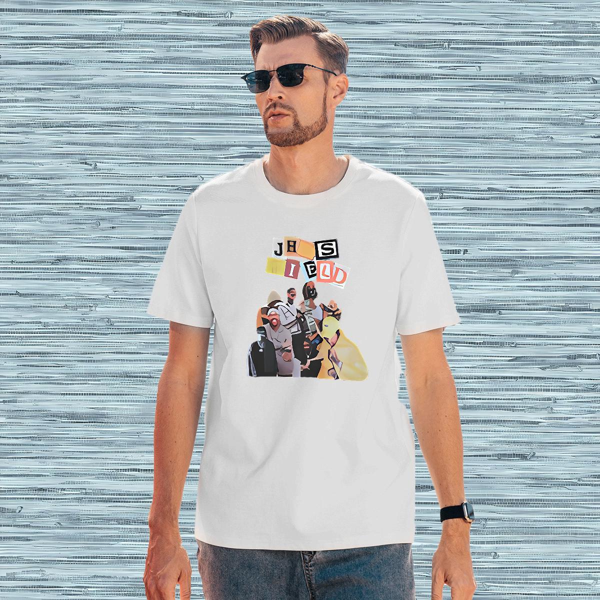 T-Shirts 230g Pure Cotton portrait Street Breathable Crew Neck White Plus Size Couples T Shirts Fashion Design Popular Wear