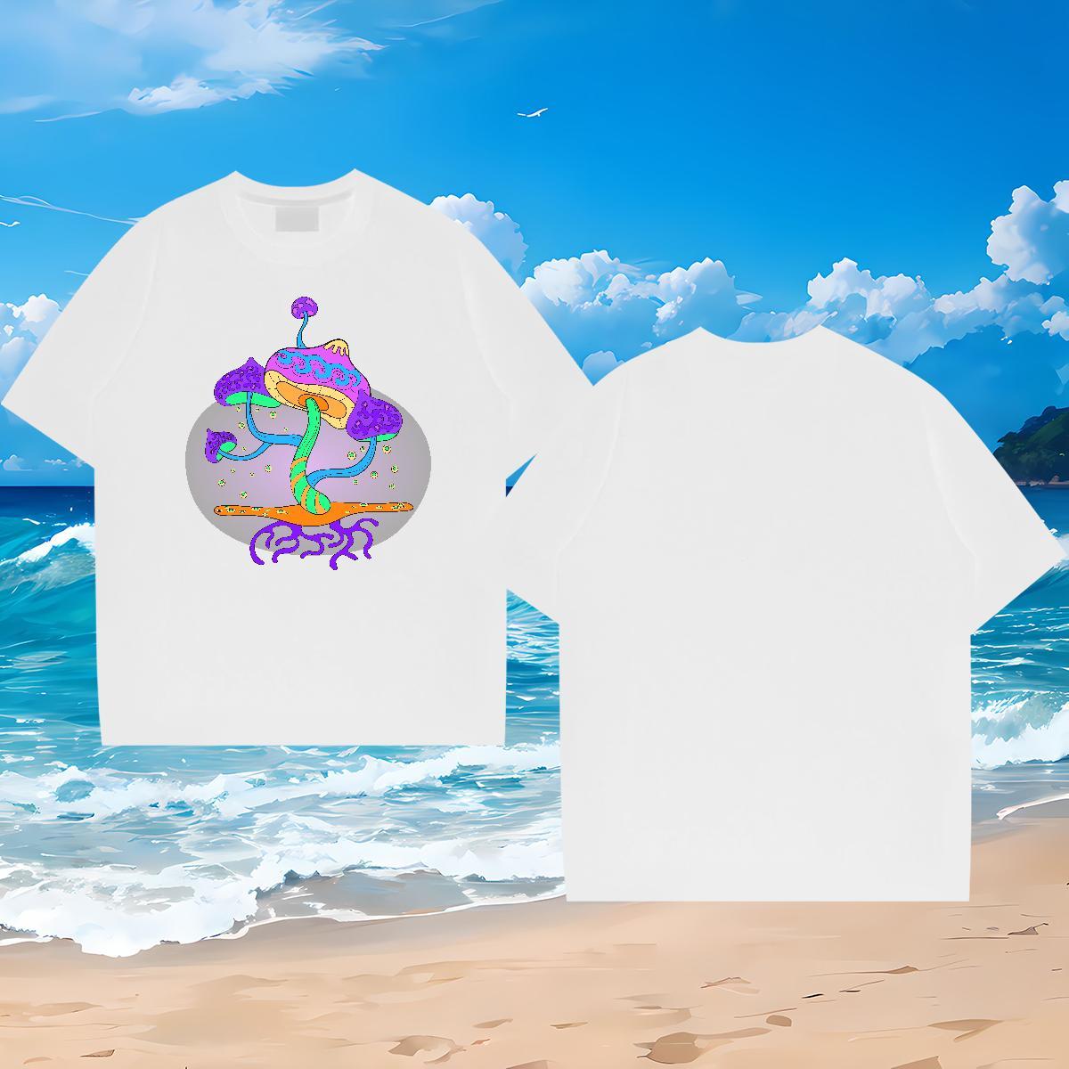 Customized T shirt 230g Cotton mushroom Sport Wear Breathable Short Sleeve Soft Tshirts Cartoon Print