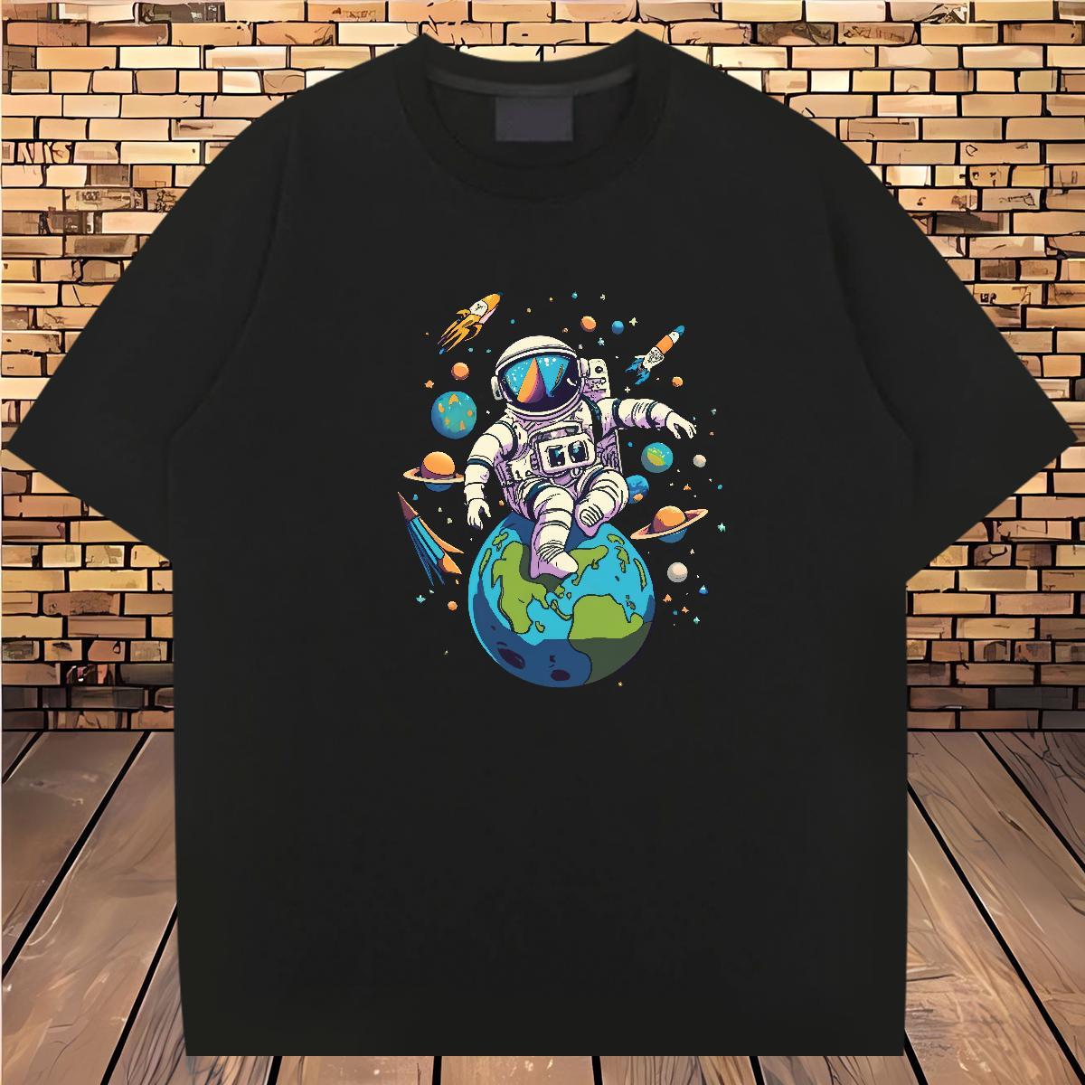 Fashion Design Man T Shirts spaceman Clothes 230g Pure Cotton Casual Beach Designer Oversized Breathable Crew Neck Tshirts