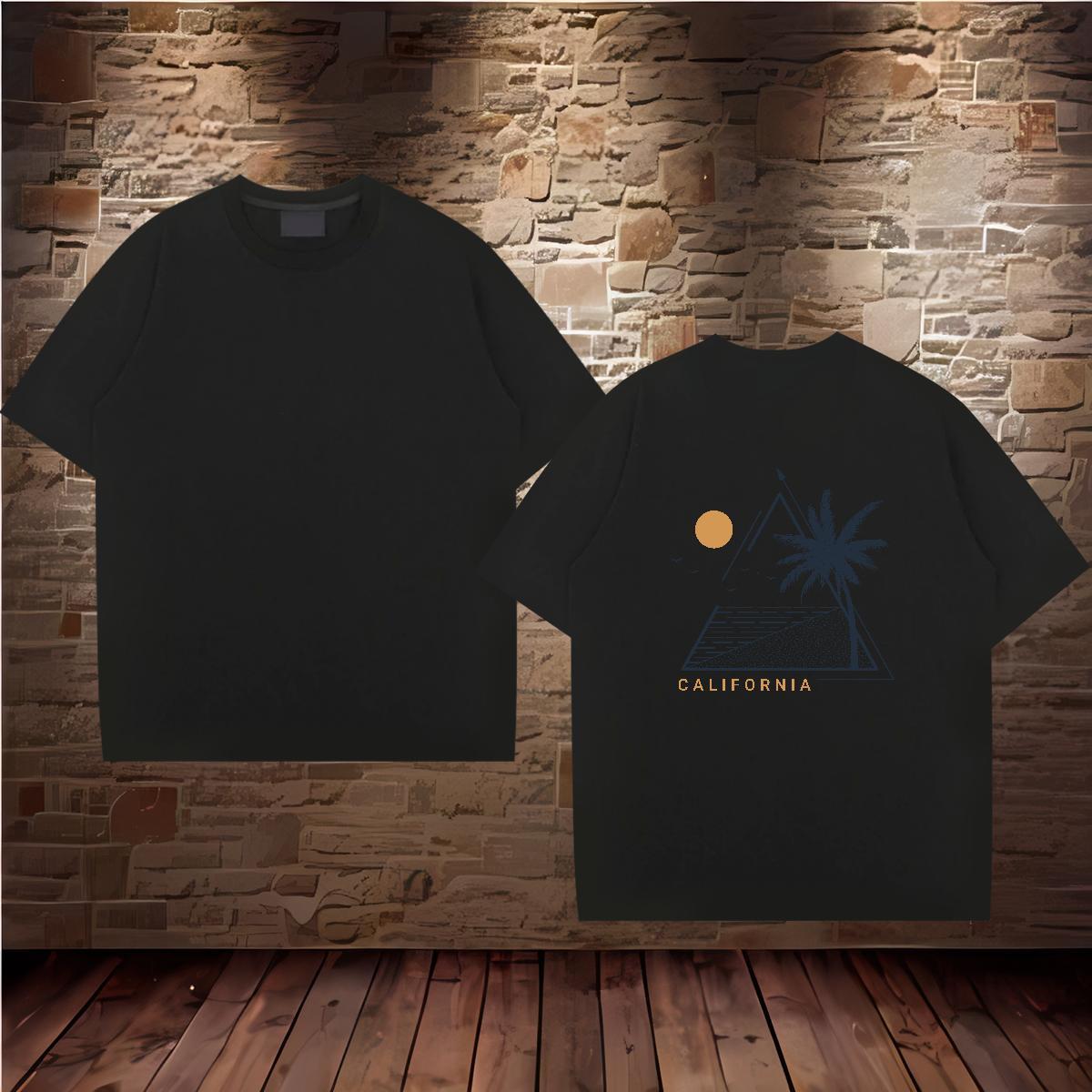 Fashion T-Shirts 230g Pure Cotton sea Outdoor Tops Tees Breathable Crew Neck Cool Men Clothes T-Shirt Black Oversized
