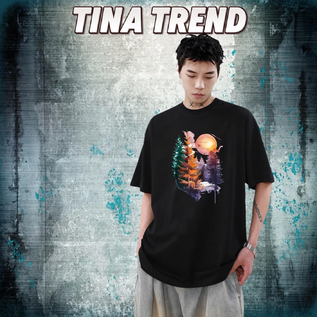 Fashion Design Mens T Shirts 230g Cotton tree High Street Hip Hop Tee Shirt Breathable Short Sleeve Cool Men Tshirts Custom Big Size