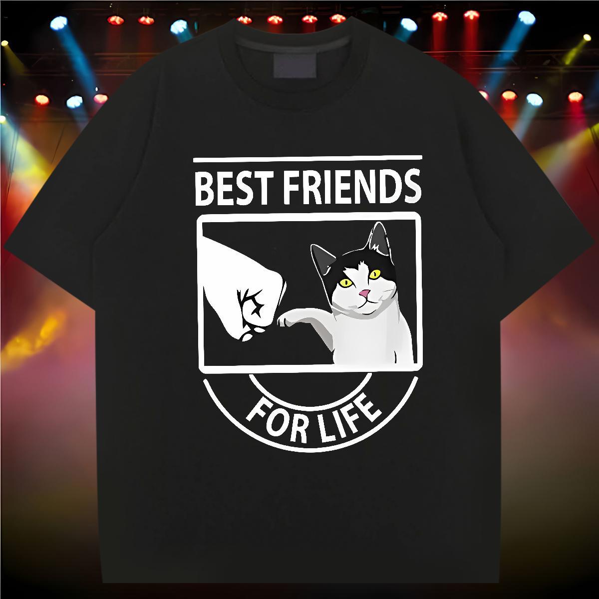 2024 DIY T Shirts Men 230g Cotton cat Casual Clothings Breathable Crew Neck Unisex Men Tees DIY Printed