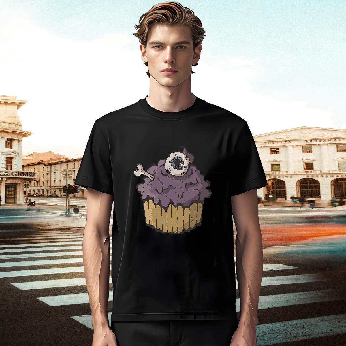 Free Shipping Men T Shirts 100% Cotton 230g cake Casual Wear Breathable Crew Neck Loose Men Clothes T-Shirt Cartoon Print