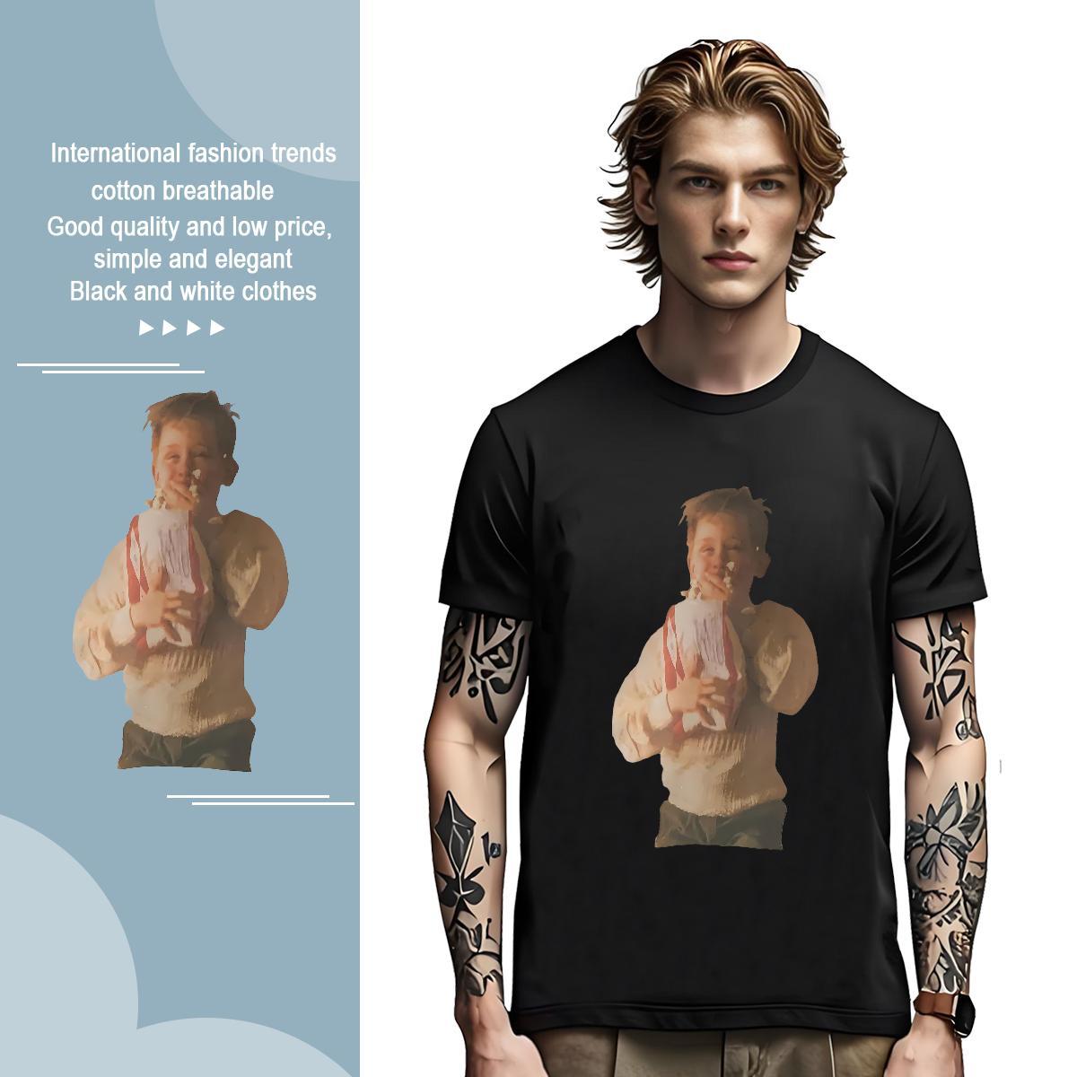 Man T Shirts 100% Cotton 230g portrait Casual Breathable Crew Neck Custom Printing Men Tops Tees 2024 Soft Polos