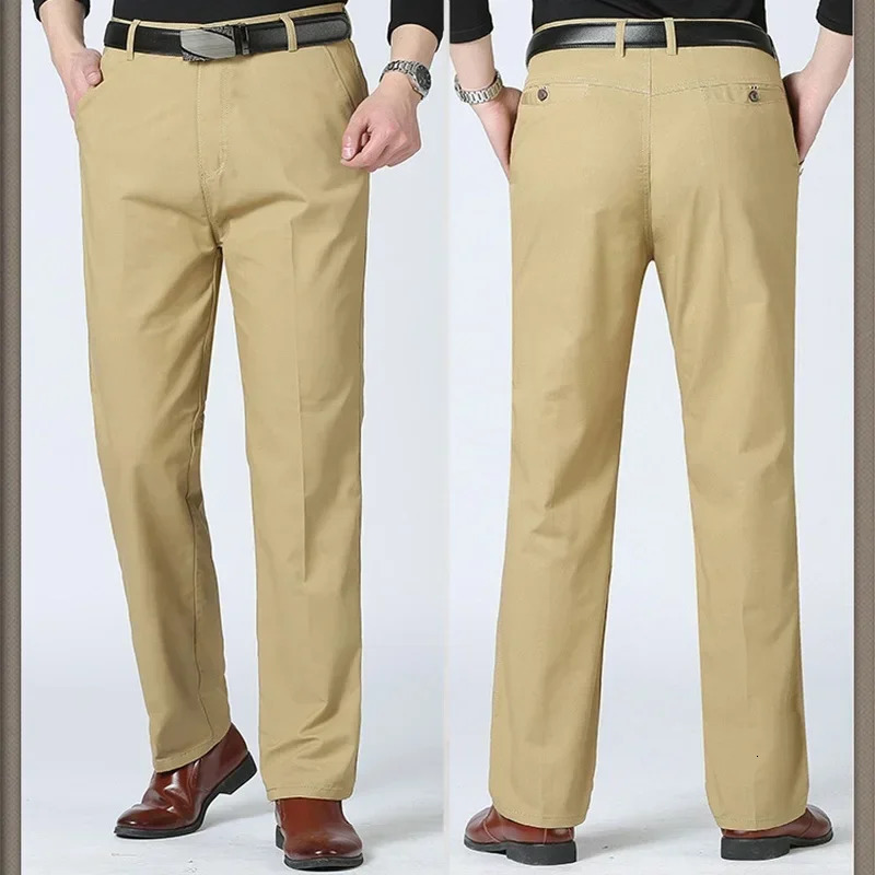 Mens Comfort Cotton Long Straight Slim Fit Dress Pant Mens Business Casual Suit Pants 240806
