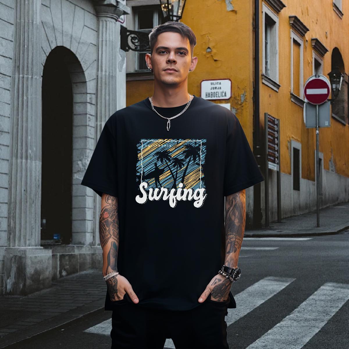 T Shirts Men 100% Cotton 230g tree Hip Hop Street Short Sleeve O-Neck Plus Size Custom Men Tops Tees 2024 Designer Cool Top Tees