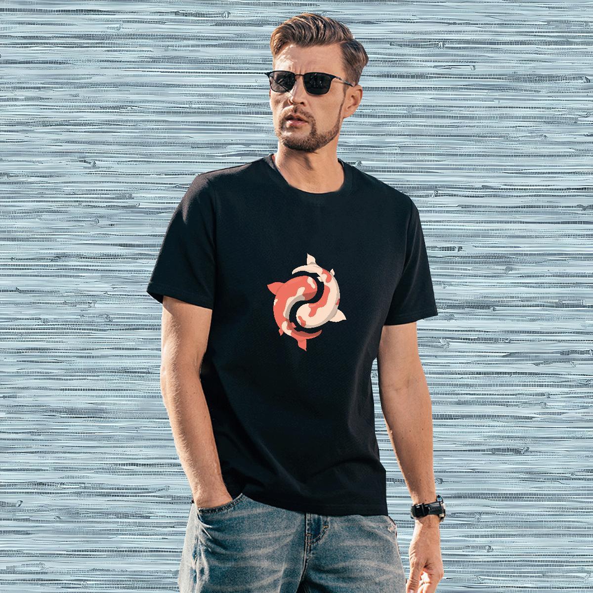 Popular Mens Tshirts 230g Cotton fish Men T Shirts Daily Outfit Round Neck Short Sleeve Custom Printed Designer Tops Tees