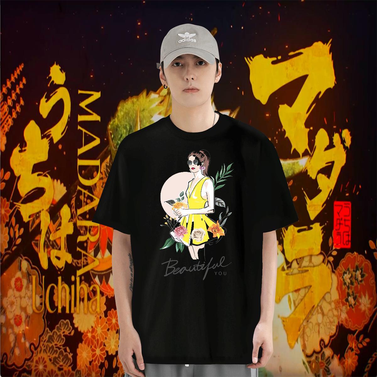 Mens T Shirts 230g 100% Cotton person Hip Hop Breathable Short Sleeve Floral Print Tshirts New Designer Loose Fit Clothes