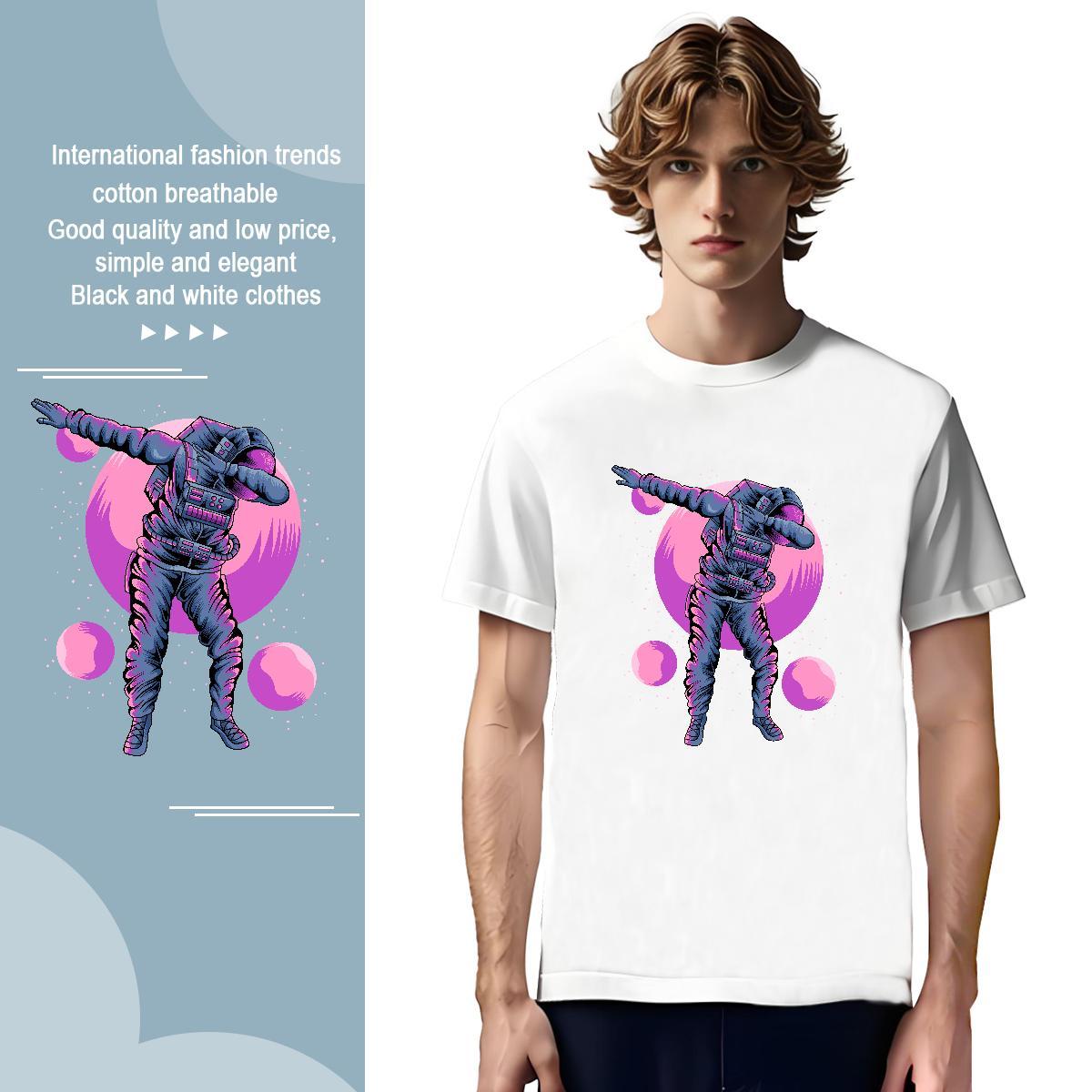 Man T Shirts 230g Cotton cosmonaut Hip Hop Breathable Custom Printing Men Clothes T-Shirt Wholesale Unisex Polos