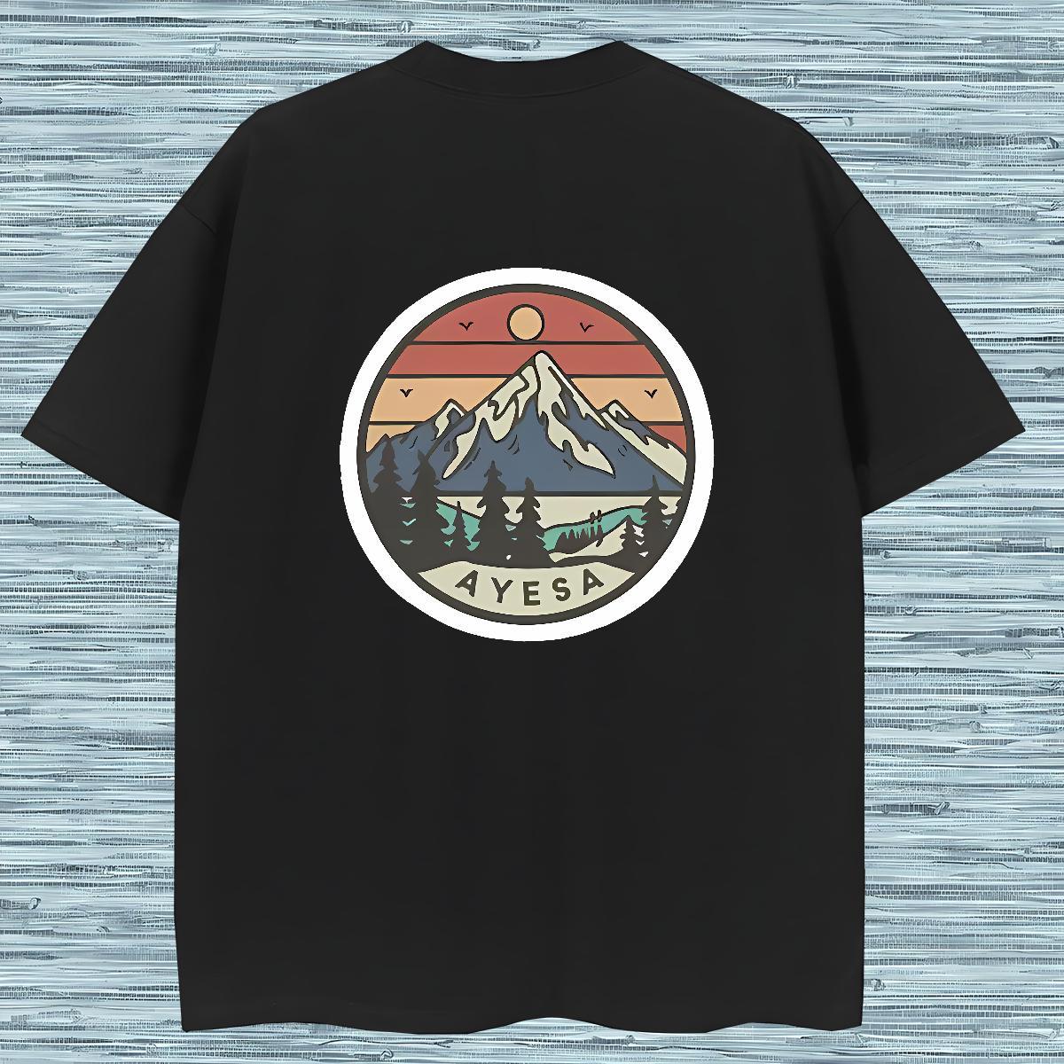 2024 DIY Men T Shirts mountains Tees Shirts 230g Pure Cotton Outdoor Cool Design Plus Size Cartoon Breathable Soft Tshirt for Man Woman