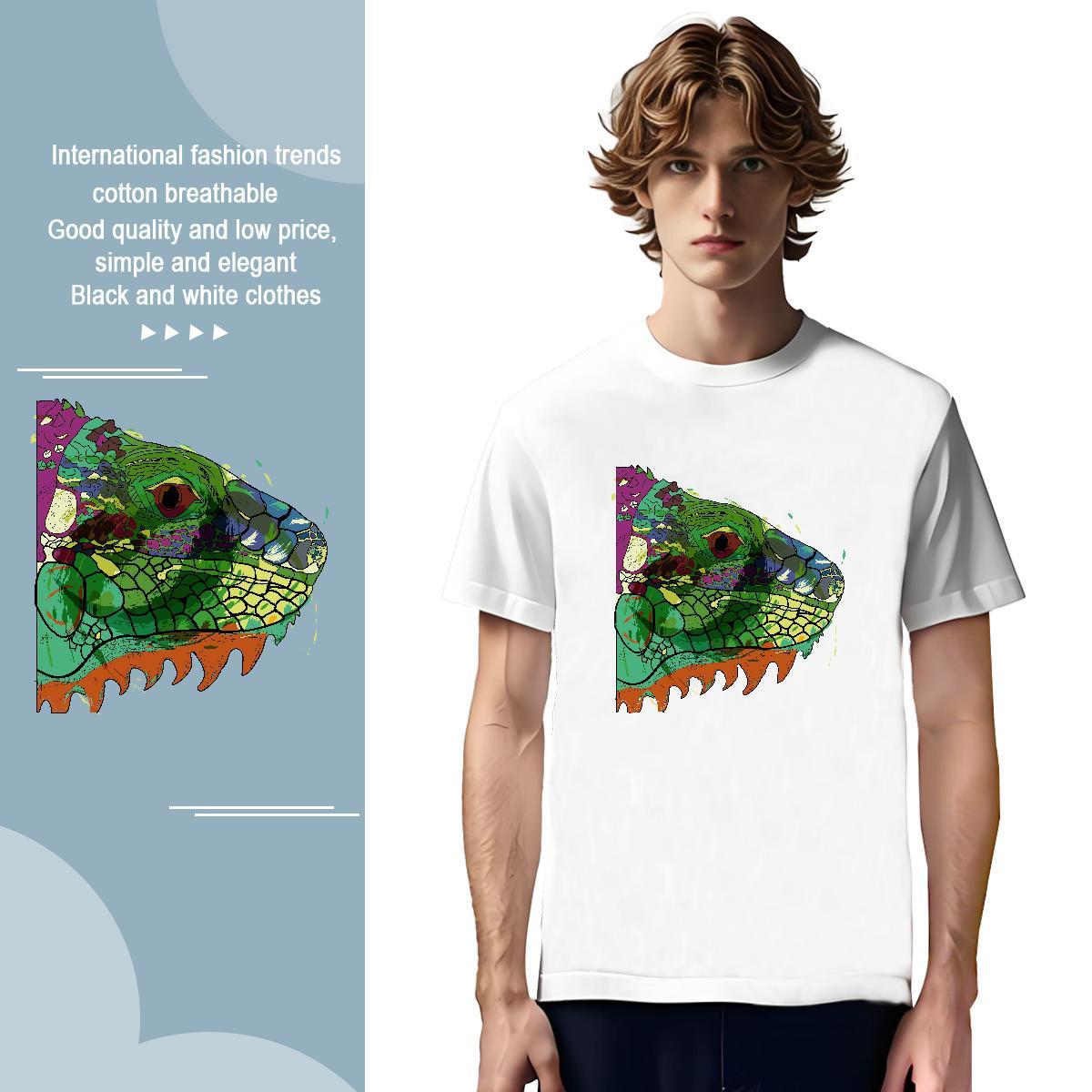 High Quality Men Tees 100% Cotton 230g fish head Man T Shirts Hip Hop Street Breathable Short Sleeve Customized Print 2024 DIY Polos