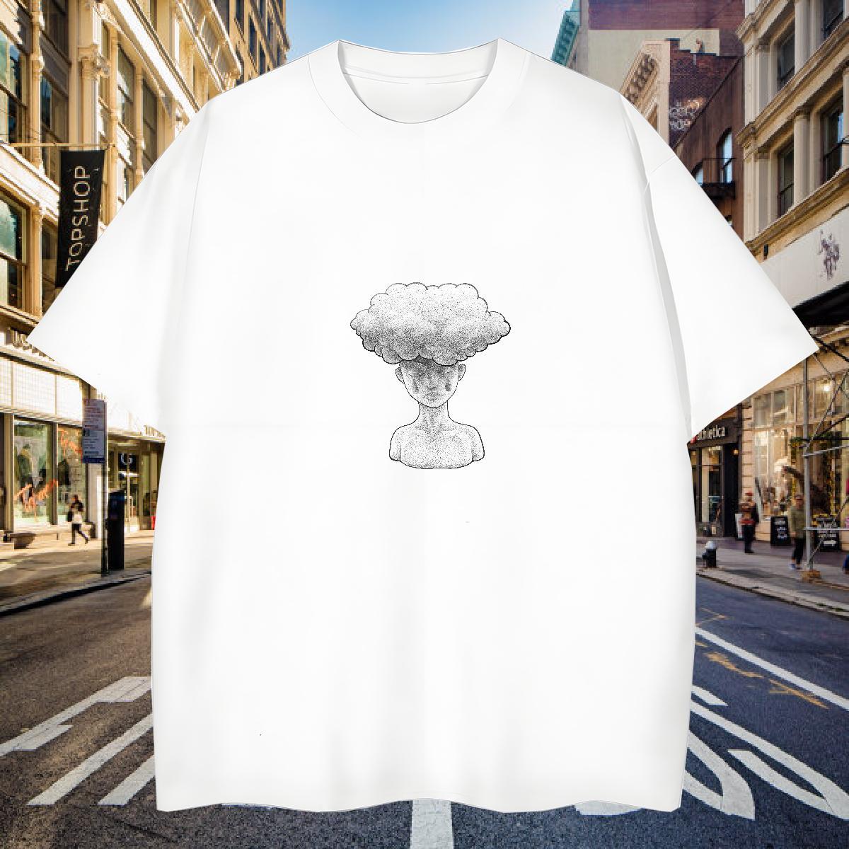 T Shirts Men 230g Cotton painting Spring Summer Crew Neck Breathable Black Oversized Tshirts Factory Direct Free Shipping Top Tees