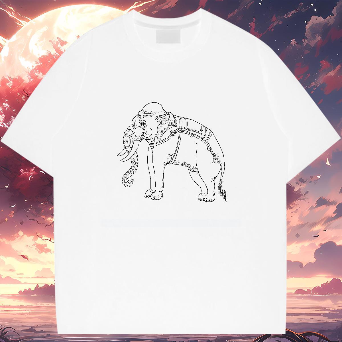 T Shirt For Man 230g Cotton elephant Street Casual Breathable Short Sleeve Plus Size Cartoon Couples T Shirts 2024 Designer Cool Design Clothings