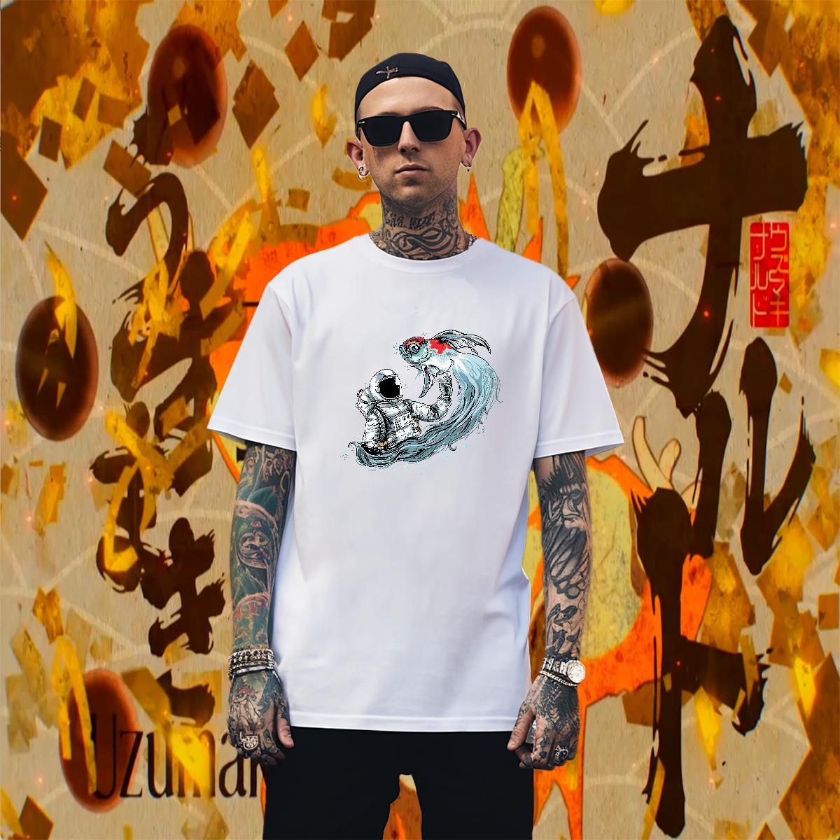 T-Shirts for Men 100% Cotton 230g universe Outdoor Short Sleeve O-Neck Plus Size Cartoon Mens Tshirts Classic TOP Quality Tops Shirt