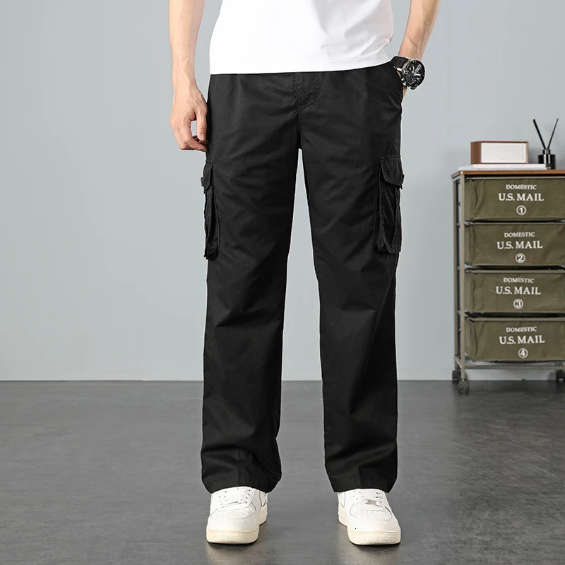 Cargo Pants Men Military Work Overalls Loose Straight Tactical Trousers Multi-Pocket Baggy Casual Cotton Army Slacks Pants 240806